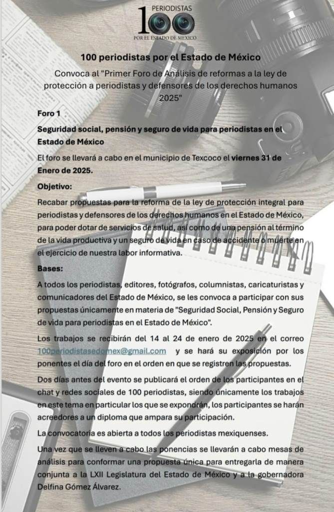 Primer Foro «100 Periodistas se llevará a cabo en Texcoco el viernes 31 de enero